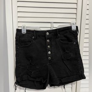 Black denim short
